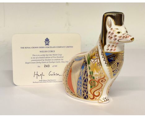 A Royal Crown Derby model, Welsh Corgi, commissioned by Sinclairs to celebrate the Royal Crown Derby Event at Penrhyn Castle,