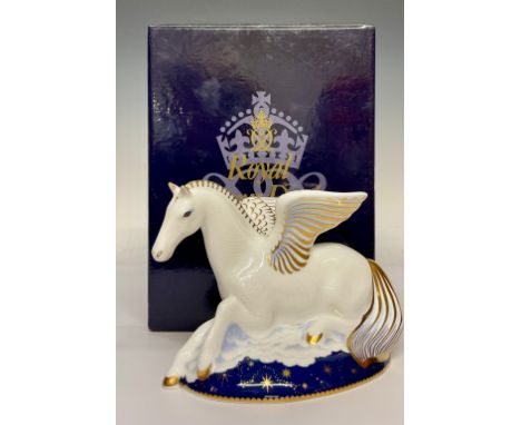 A Royal Crown Derby paperweight, Pegasus, the first of a pair of Mythical Beasts, exclusive to Goviers of Sidmouth, designed 