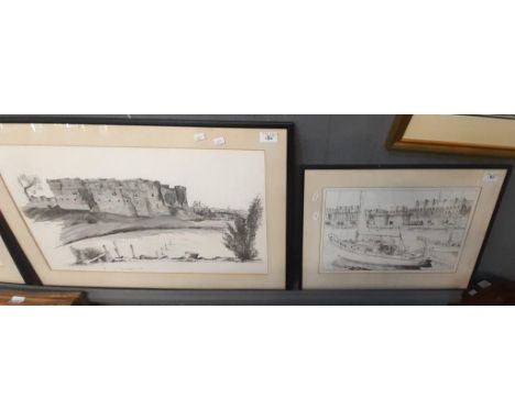 Welsh School, group of indistinctly signed monochrome prints depicting West Wales, bridges, villages etc. including The Griff