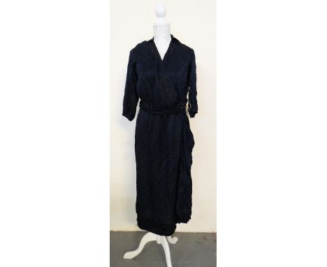 Vintage 1930's hand made navy silk drop waist dress with beaded detail. (B.P. 21% + VAT)