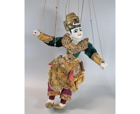 Thai or Indian Marionette fabric and wooden puppet with traditional ornament embroidered outfit.  (B.P. 21% + VAT) 