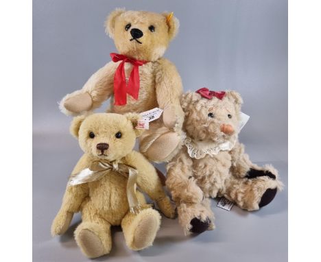 Two modern Steiff teddy bears, one in original box, 'Edward' Blond 26cm limited edition together with a 'Greta' teddy bear.  