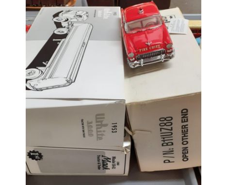 Collection of scale model vehicles, all in original boxes to include: First Gear 1957 International R-190 with fuel tanker, 1