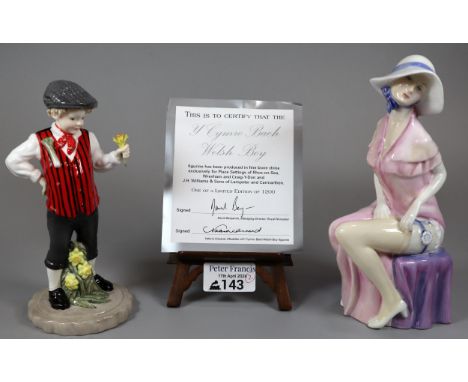 Royal Worcester bone china figurine Y Cymro Bach, 'Welsh Boy'.  In original box and COA.  together with a Royal Doulton bone 