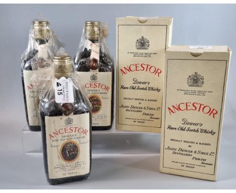 Three bottles of Ancestor Dewar's Rare Old Scotch Whisky. 70% proof, with two original card boxes. (3) (B.P. 21% + VAT)  Imag