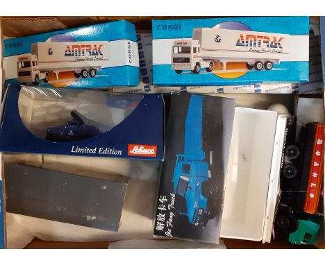 Two trays of assorted diecast model vehicles in original boxes to include: Matchbox Models of Yesteryear, Oxford Military veh