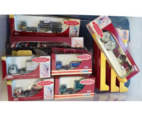 Plastic box of Lledo trackside diecast vehicles, all in original boxes and some trackside Corgi limited edition diecast model