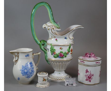 Collection of Herend Hungary porcelain items to include: ewer style jug with double snake handle, mushrooms and wild fruits, 