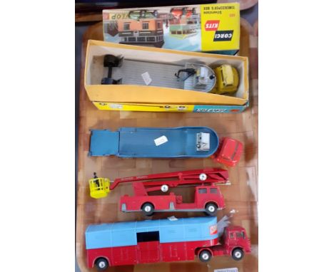 Two trays of diecast model vehicles, some in original boxes to include: Dinky Supertoys 964 Elevator Loader, Corgi Major Toys