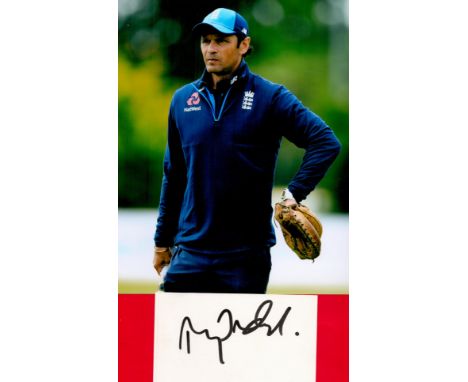Cricket Mark Ramprakash signed 6x4 white card and superb 10x8 colour photo. Mark Ravin Ramprakash MBE (born 5 September 1969)