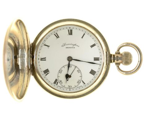 A BRAVINGTON'S SILVER HUNTING CASED KEYLESS LEVER WATCH, BIRMINGHAM 1936, SWISS RENOWN MOVEMENT 
