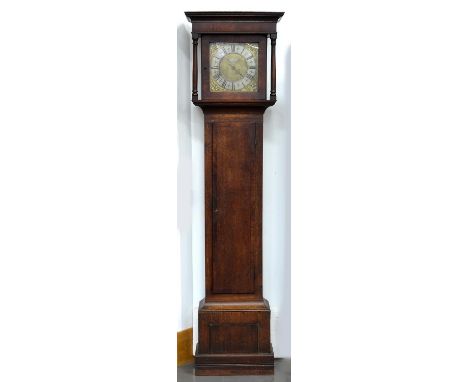 A GEORGE III OAK AND FRUITWOOD THIRTY HOUR LONGCASE CLOCK, THE BRASS AND SILVERED DIAL INSCRIBED THO BAXTER CONDERTON, 191CM 