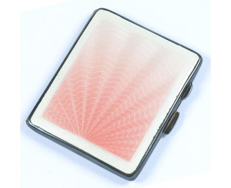 A SHADED PINK GUILLOCHE ENAMEL CIGARETTE CASE, 8 X 7.5 CM, C1930 