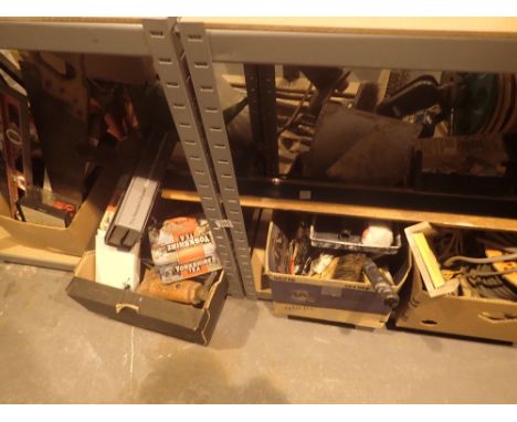 Four boxes of mixed tools and DIY equipment 