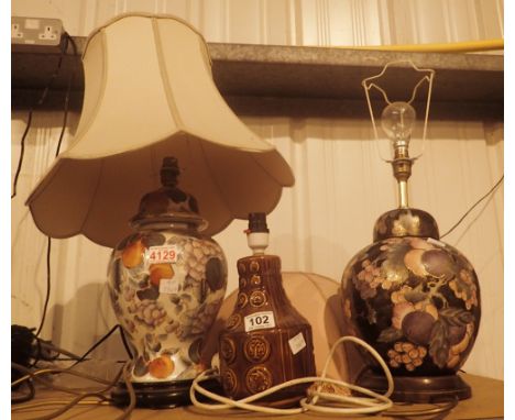 Three ceramic based table lamps including Oriental style