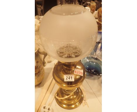 Brass lamp with glass shade