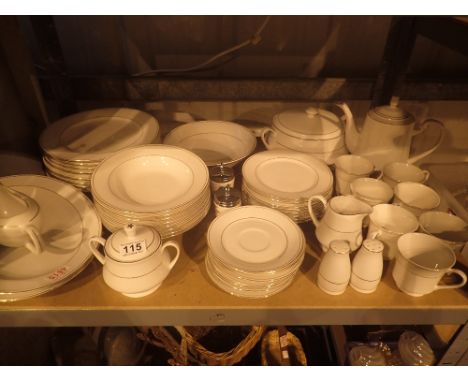 Royal Norfolk dinner service, white with gold trim and a pair of Royal Worcester egg coddlers