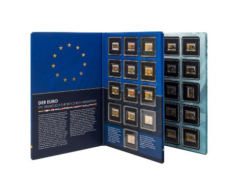 Republik Tschad / GOLD / 28 x 3.000 CFA Francs, Motiv DM und Euro Noten, je 1/1000 Unze Gold, in Spezialalben (mit Gebrauchss