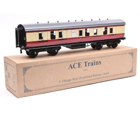 An Ace Trains O gauge BR C/5 bogie Full Brake van in Blood &amp; Custard livery, M80675. Boxed. VGC-Mint. £30-50 