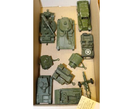 8 Dinky Military. Dragon tracked vehicle, with limber and gun. Medium Tank, Light Tank, Reconnaissance Car, US Army Jeep, Coo