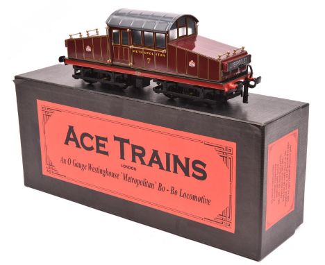 An Ace Trains O gauge Metropolitan Railway Westinghouse Bo-Bo electric locomotive, 7, in lined maroon livery. For 2 or 3 rail