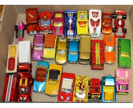 28 loose Matchbox Superfast Vehicles. Including a Merryweather Fire Engine, Lotus Europa, Flying Bug, Field Car, Mercedes 350