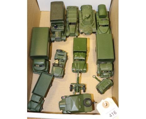 10 Dinky Military. Reconnaissance Car, Transport Wagon, Austin Water Tanker, Austin Champ, Bedford 3-Ton Army Wagon, 1-Ton Ca