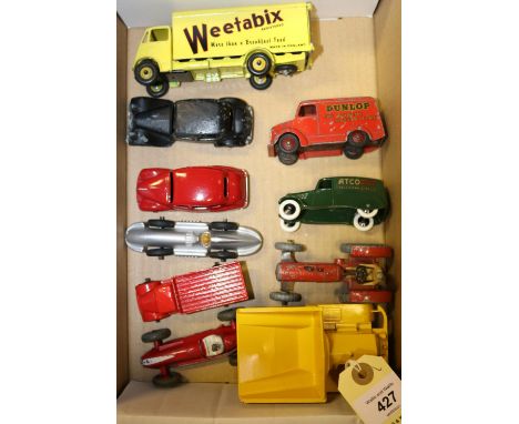 10 Dinky Toys including some restored examples. Guy Van, Weetabix, Muir Hill Dumper, Speed of The Wind, Austin Devon, Lorry, 