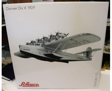 A Schuco Edition 1:72 Airliner. Dornier Do X 1929. An impressively large scale silver painted zinc die-cast detailed model of