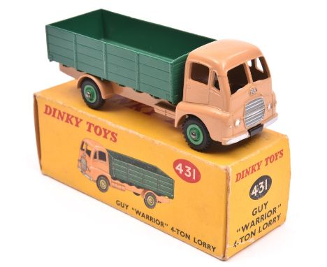 Dinky Toys Guy Warrior (431). In light brown with dark green rear body, with mid green wheels and black treaded tyres. Boxed,