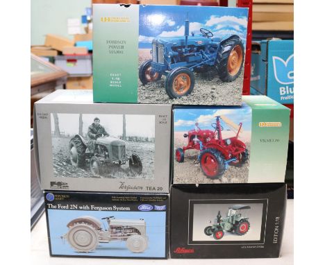 5 various makes of 1:16/1:18 scale tractors.  An AGCO Ferguson TEA20 in light grey. A Precision Series Ford 2N with Ferguson 