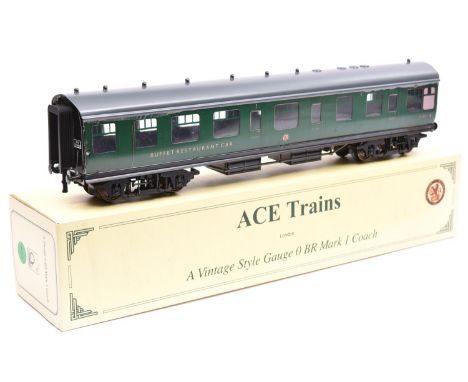 An Ace Trains O gauge BR(SR) Mk.I bogie Buffet Restaurant Car in dark green livery, S1717. Boxed with 'Atlantic Coast Express