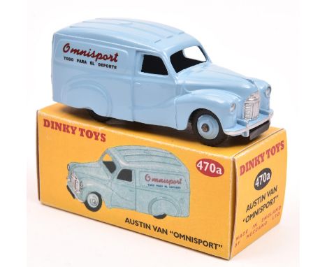 A unique opportunity to purchase a reproduction of the extremely rare Dinky Austin A40 van in Omnisport livery. One of a very