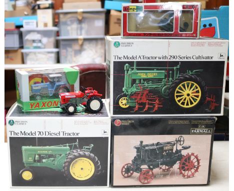 3 Precision Classics by ERTL 1:18 scale tractors. 2x John Deere- 'The Model A Tractor with 290 Series Cultivator'. Plus 'The 