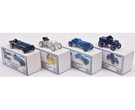 4 Touchwood Models 1:43rd scale resin and white metal models. All well made examples, 3 from kits- 1925 Sunbeam Blue Bird and