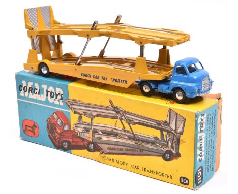 Corgi Major Toys "Carrimore" Car Transporter (1101). An early example with a Big Bedford ('S' Type) tractor unit in mid blue 