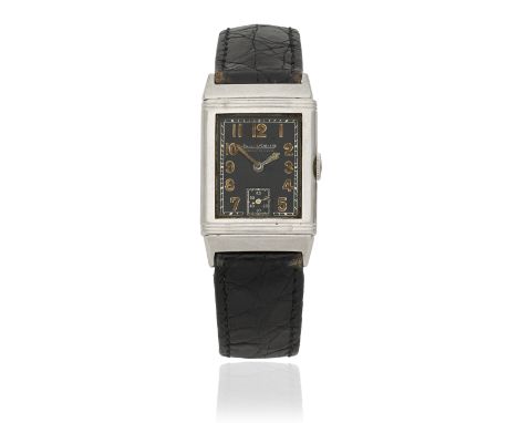 Jaeger-LeCoultre. A stainless steel manual wind reversible rectangular wristwatchDate: Circa 1937Movement: Jewelled manual wi