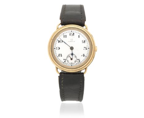 Omega. A 9K gold manual wind wristwatchDate: Birmingham Hallmark for 1927Movement: 15-jewel manual wind, No.6906139Dial: Whit