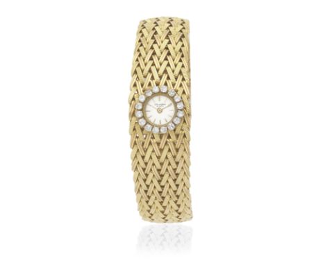 Bueche Girod. A lady's 18K gold diamond set manual wind bracelet watchDate: London Hallmark for 1961Movement: 17-jewel manual