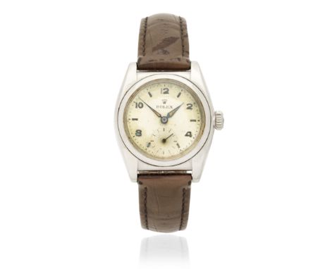 Rolex. A stainless steel manual wind wristwatchReference: 1873Date: Circa 1939Movement: Jewelled manual windDial: Silvered, b