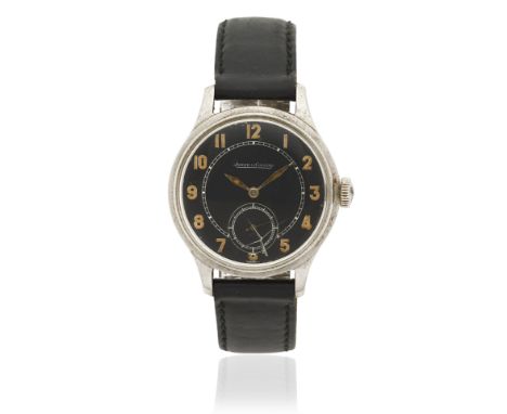 Jaeger-LeCoultre. A stainless steel manual wind wristwatchDate: Circa 1950Movement: Jewelled manual windDial: Black, luminous