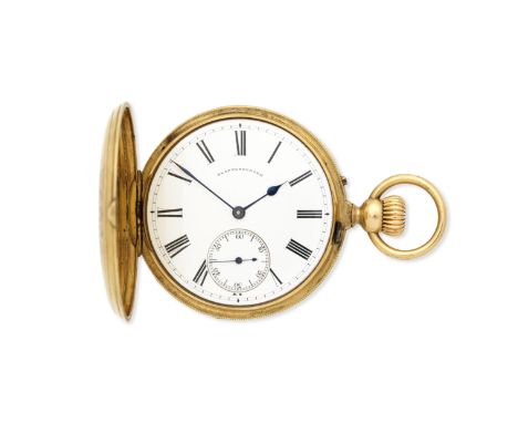 Klaftenberger, 157 Regent St, London. An 18K gold keyless wind full hunter pocket watch with enamel full length portrait to c