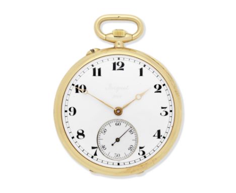 Breguet. An 18K gold keyless wind open face pocket watchDate: Sold 24th December 1919 to The Remington Company for 700 Francs