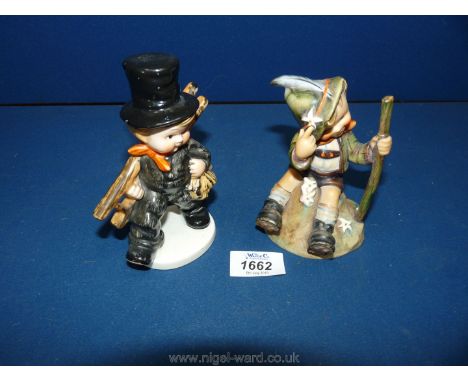 Two Hummel Goebel figurines, Chimney Sweep and Seated Hiker