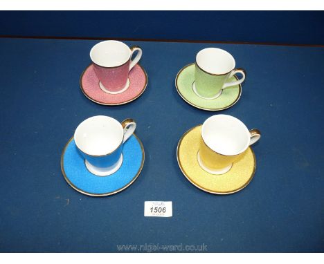 Four Royal Worcester coffee cans in celebration of HRH 80th birthday.
