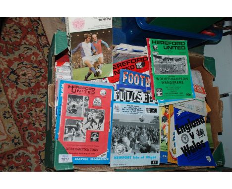 A large quantity of Hereford United football Programmes plus Wolves and Worcester City.