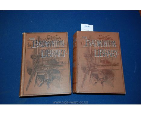 Two volumes of Badminton Library: 'Driving' and 'Hunting'.