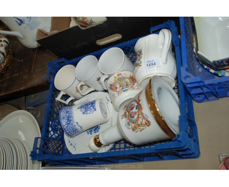 A quantity of commemorative china to include a Grand-Duche de Luxembourg plate, a Bell's scotch whisky decanter commemorative