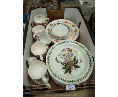 A quantity of china including Portmeirion 'Botanic Garden' cups and saucers, Royal Worcester 'Chamberlain' dinner plates etc.