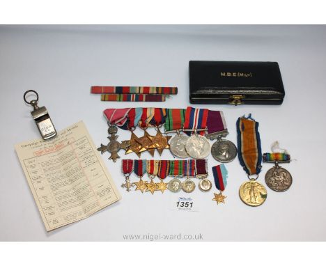 Two WWI medals awarded to 31443 Pte W.T. Tovey R Dub Fus, together with Set of WWII Medals including Defence Medal, 1939-1945